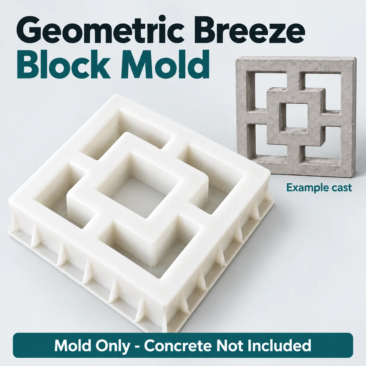 Concrete Molds Geometric Breeze Block 32x32x10cm, Reusable Plastic Cinder Block Mold for Garden Wall Screen Patio Decor DIY Home