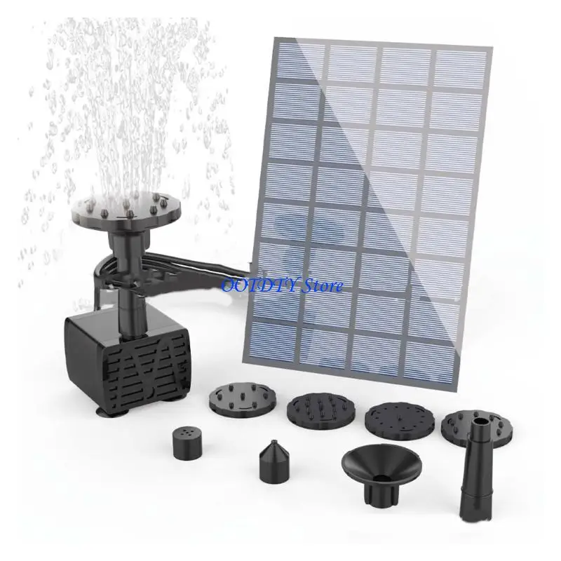 367A Outdoor Solar Water Pumps for Bird Baths 2.5W Fountain Pumps with Dry Run Protections and 6 Nozzle Types for Mini Pools