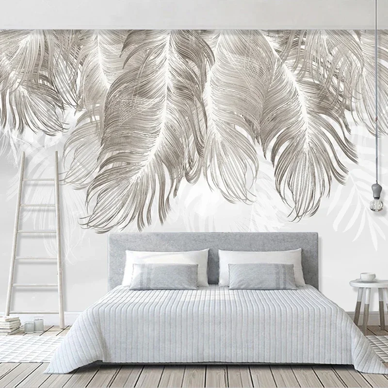 Custom Photo Mural 3D Creative Feather Bedroom Dining Living Room Sofa TV Backdrop Wall Painting Wallpaper Papel De Parede Tapet