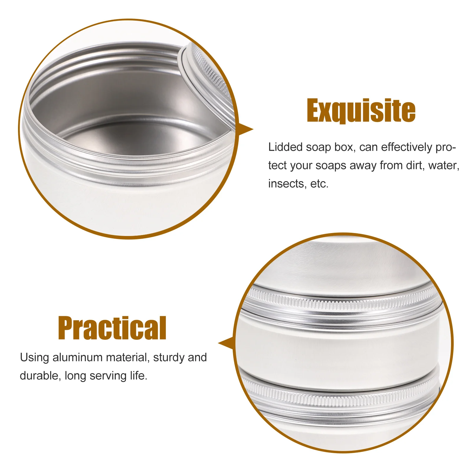 3 Pcs Soap Aluminum Box Storage Boxes Stainless Steel Containers Dish Versatile Handmade Trays Round Lid