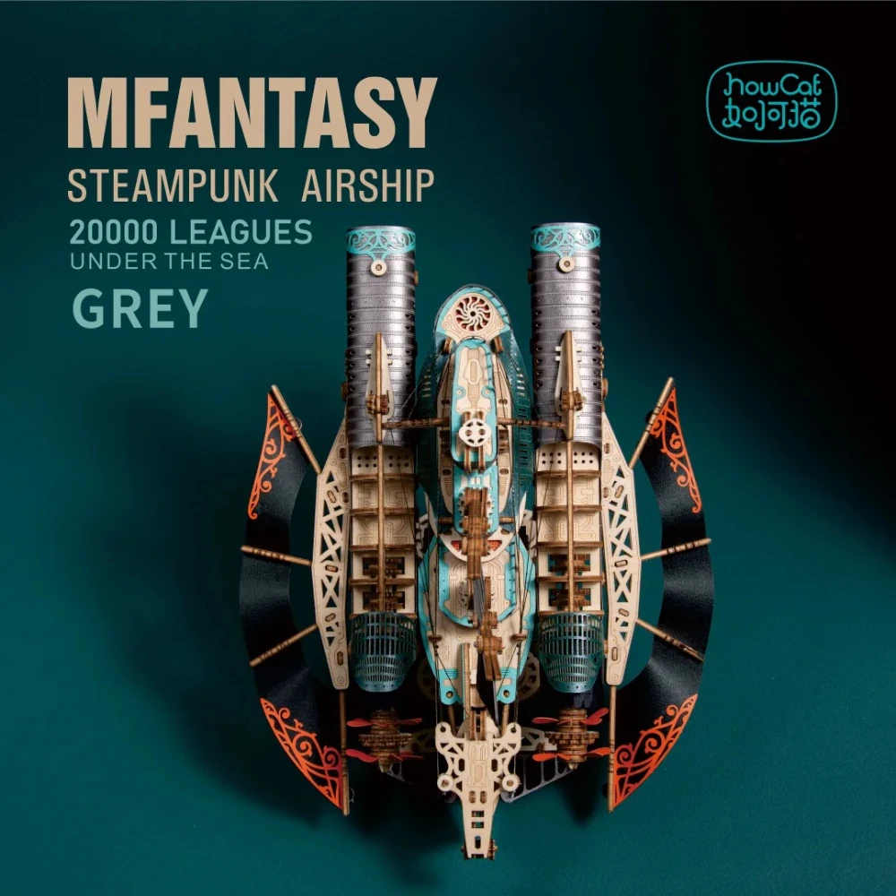 Twenty Thousand Miles Under The Sea 3D-Puzzle DIY Holz Steampunk Luftschiff Beliebte Montage Modellbausätze Erwachsene Kinder Handgefertigtes Spielzeug