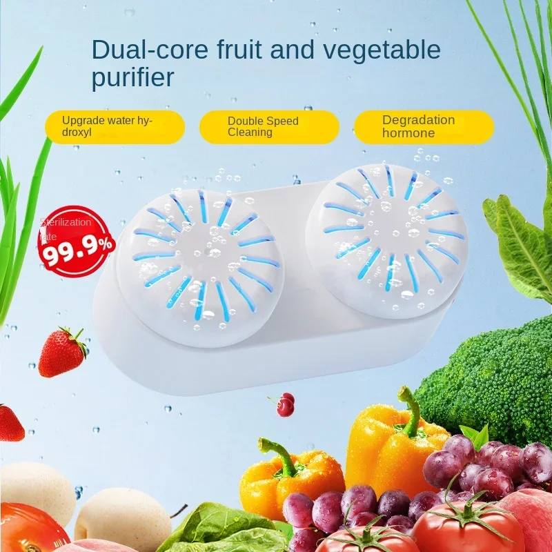 Double Core Fruit and Vegetable Cleaner Household Food Purifier Fruit and Vegetable Machine Gadgets for Home