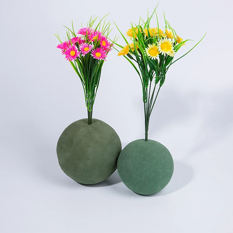 1Pc 9/12/15cm Round Green Dried Flower Ball Mud Sponge Foam Bouquet Decoration Fresh Floral Flower Arrangement Tools