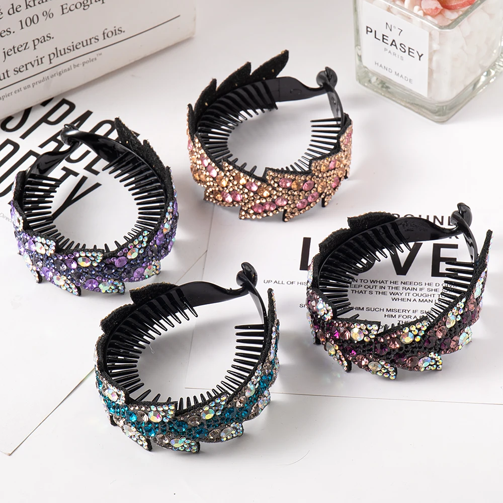 Rhinestone Hair Claw for Women Flower Hair Clip Barrettes Crab Hair Clamps Crystal Ponytail Holder Hairpin Band Hair Accessories