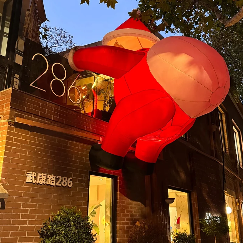 8 أقدام معلقة عيد الميلاد المطاطية زينة سانتا كلوز تسلق الجدار مع شنطة هدايا تفجير ساحة الزينة اللعب في الهواء الطلق #3