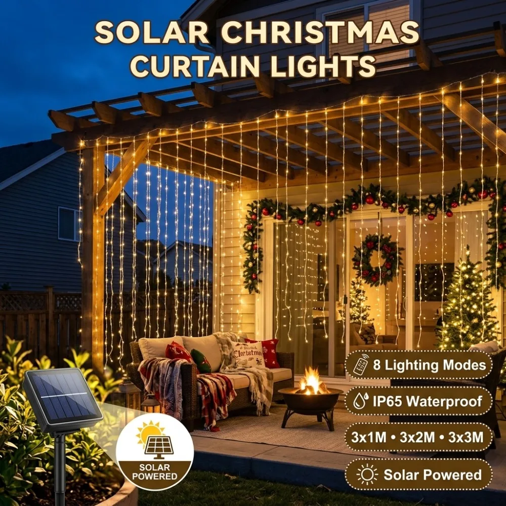 Battery Powered Fairy Curtain Lights Remote Warm White for Christmas Wedding Bedroom Party Festive Home Window Balcony Decor
