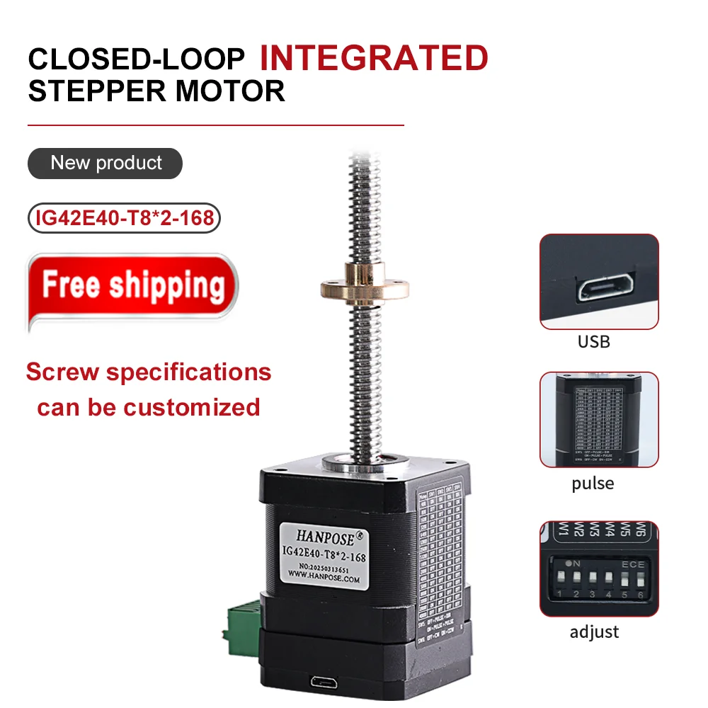 NEMA17 NEMA23 IG42E40-T8 closed-loop drive integrated trapezoidal screw motor Modbus RS485 communication TTL communication T8