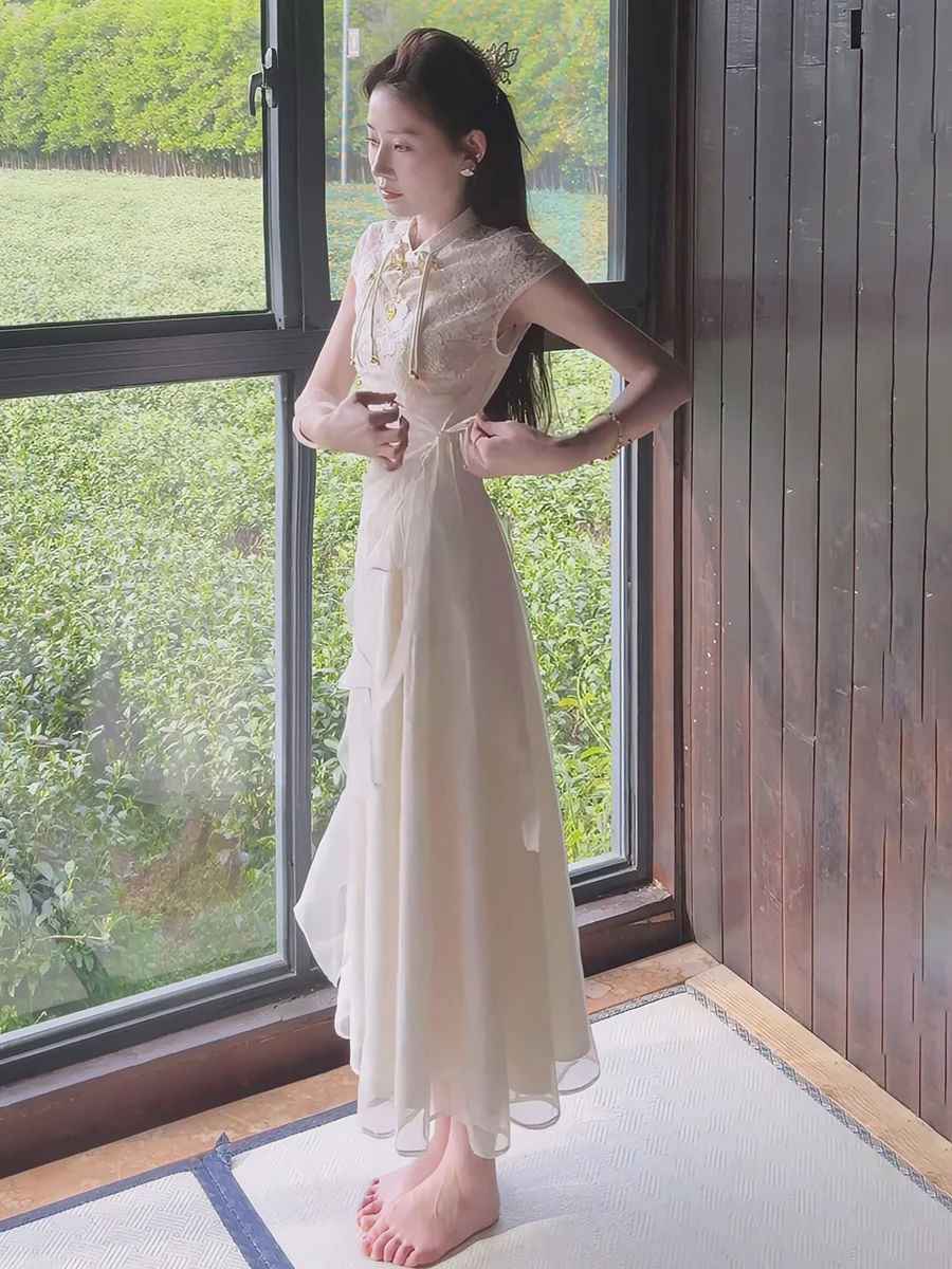 

Ele New Chinese Sle Two-Piece Set Fairy Skirt Slimming Beautiful Summer 2026 Faionable Women's ort Sve Midi Dr