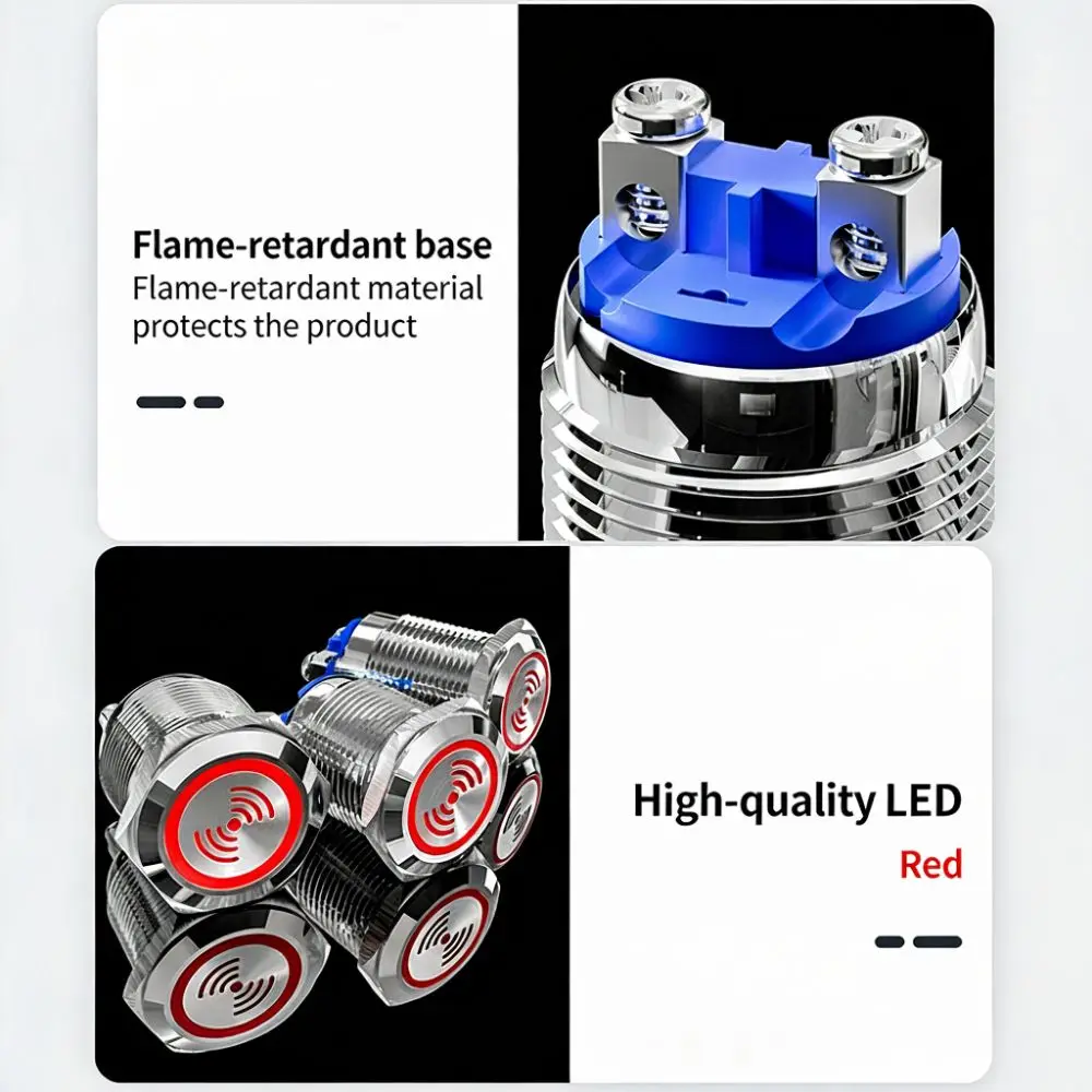 New 16mm 19mm 22mm Metal Buzzer 12V 24V Loud Sound Indicator Red Lamp Waterproof Alarm Warning Buzzer