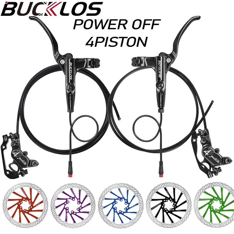 

BUCKLOS 4-поршневые гидравлические тормоза для электронного велосипеда, 2-контактный дисковый тормоз для электрического скутера, 2-поршневые электрические складные велосипедные тормоза
