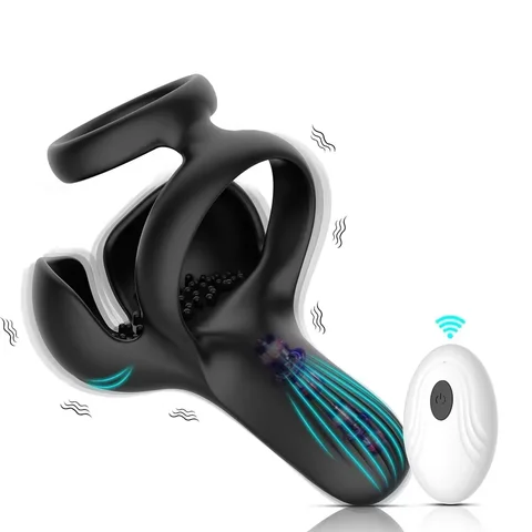 Remote Control Cock Ring for Men Penis Vibrator Male Ejaculation Delay Testicles Perineum Stimulator Massage Sex Toy for Couples