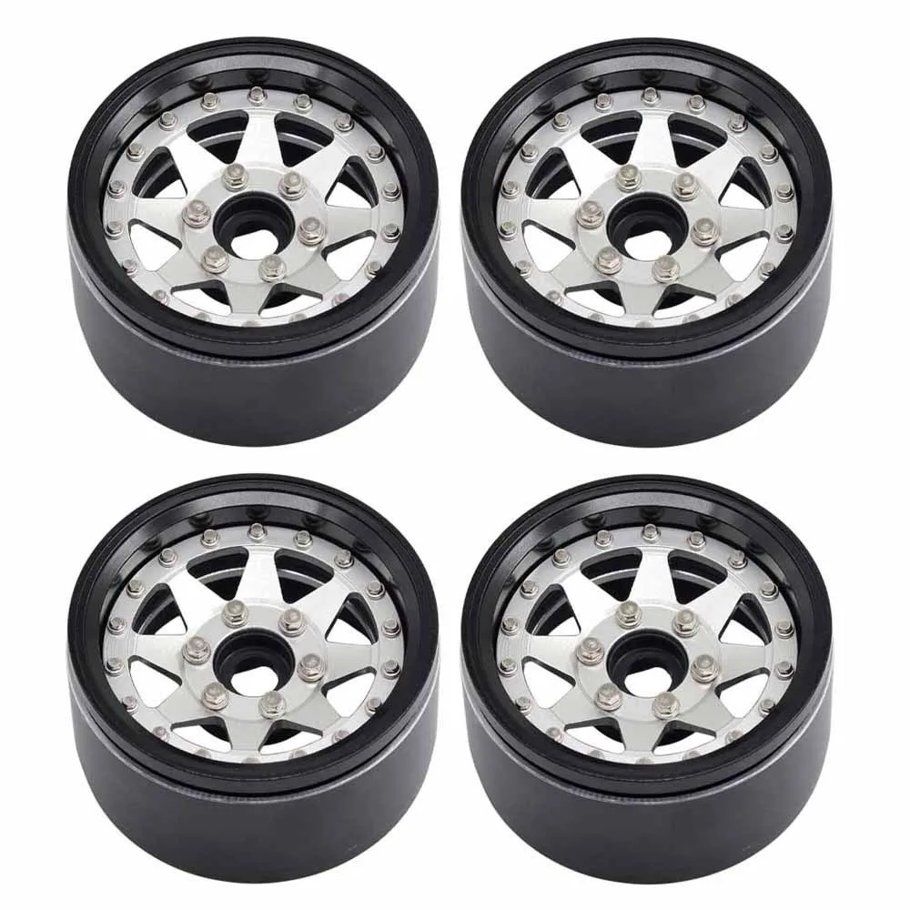 4個入り アルミ製 1.9インチ ビードロックホイール リム 調整可能オフセット ホイールハブ 1/10 RCクローラーカー TRX4 TRX6 SCX10 GEN7 8 D90用