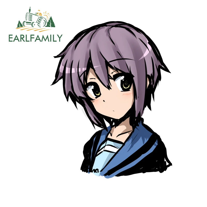 

EARLFAMILY Fanart Suzumiya Haruhi Car Stickers Car Accessories Rear Windshield Decals Scratch-Proof Simple Trolley Accessories