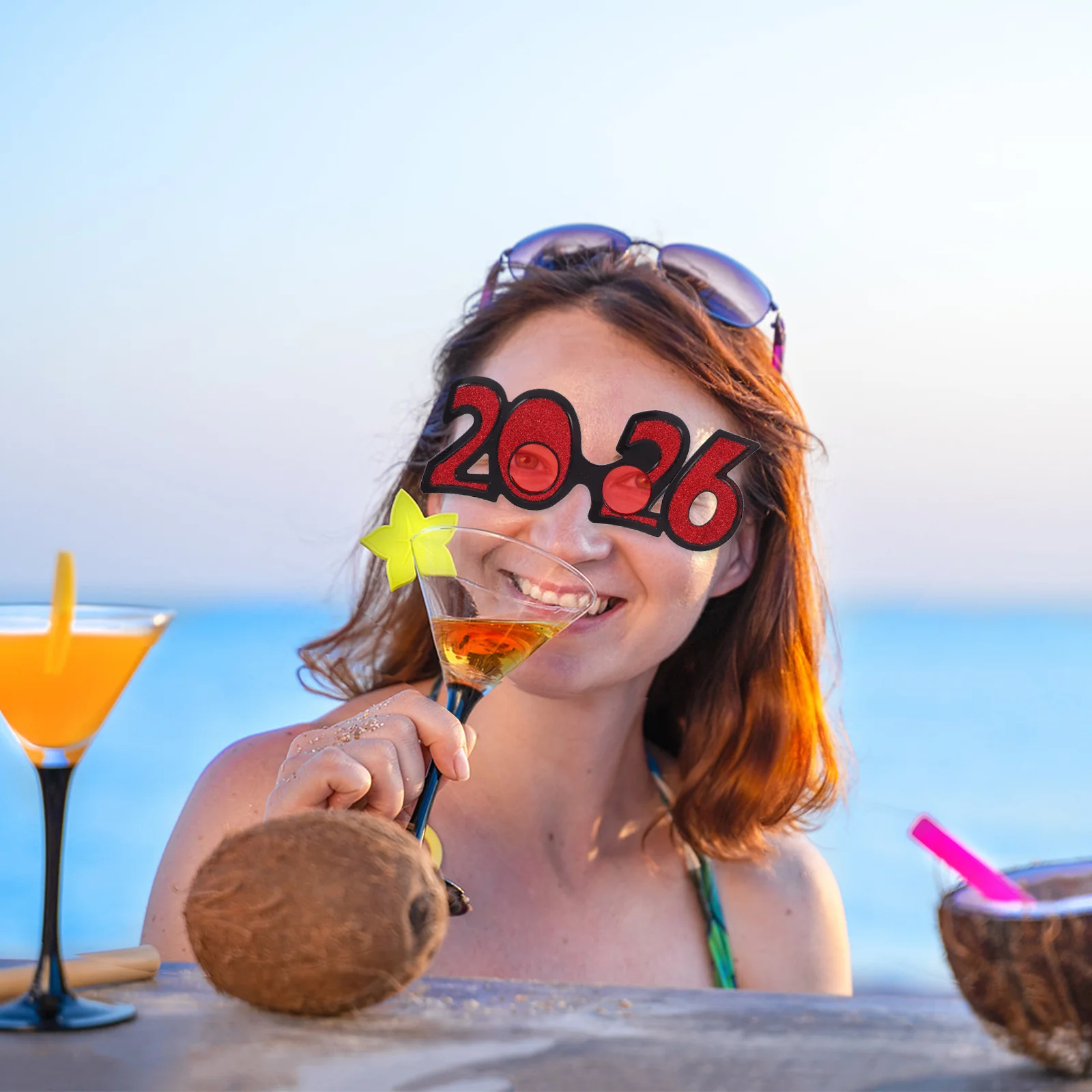 

4Pcs Party Glasses Plastic 2026 Graduation Novelty Shaped Eyewear New Year Party Decorations High Transparency Lenses