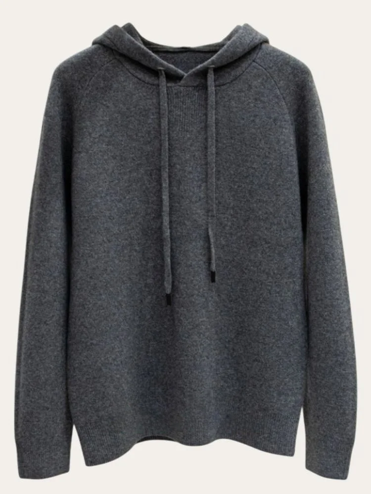 

Теплый высокий вес 00, шерстяной вязаный свитер с капюшоном, однотонный мужской осенне-зимний новый удобный мягкий шерстяной свитер