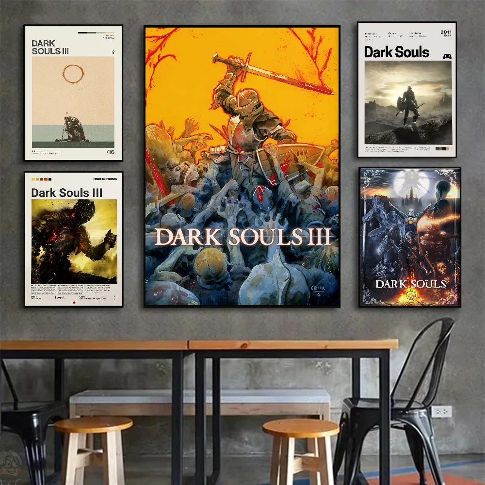 Dark Souls Poster, selbstklebende Kunst, wasserfester Papieraufkleber, Kaffeehaus, Bar, Zimmer, Wanddekoration