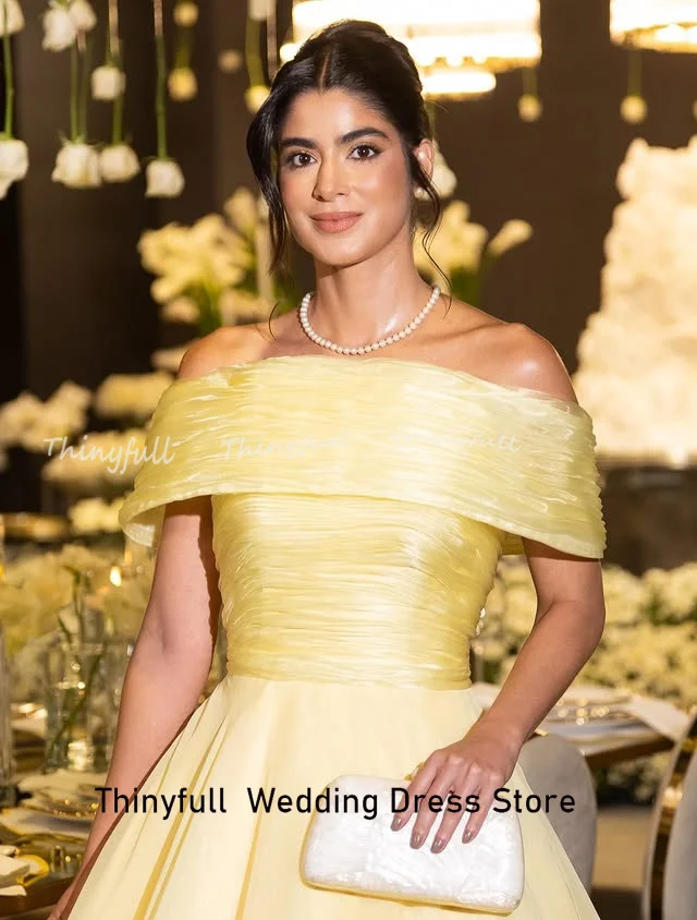 Thinyfull 3D Flower A-line Arab Prom Dresses Off Shoulder Organza Evening Gown Formal Occasion Dress robes de soirée Customized