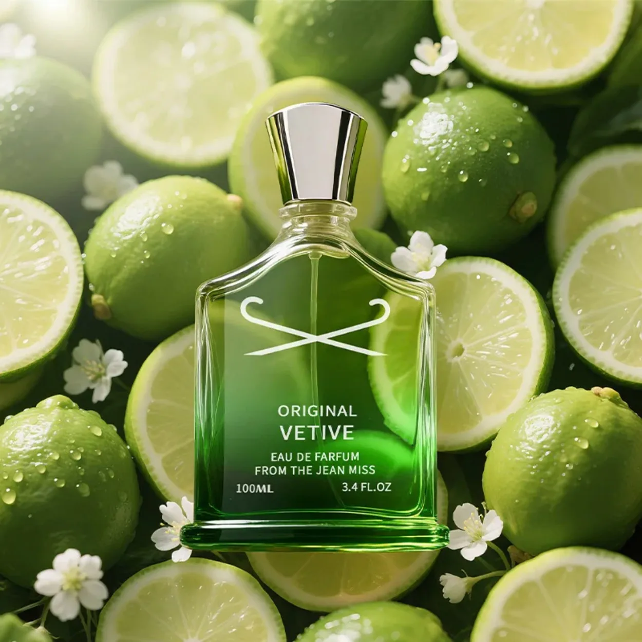 Perfume Masculino de Larga Duración 100ml, Aroma Amaderado de Vetiver Puro, Aroma Fresco y Natural a Limón, Spray Corporal para Uso Diario en Verano