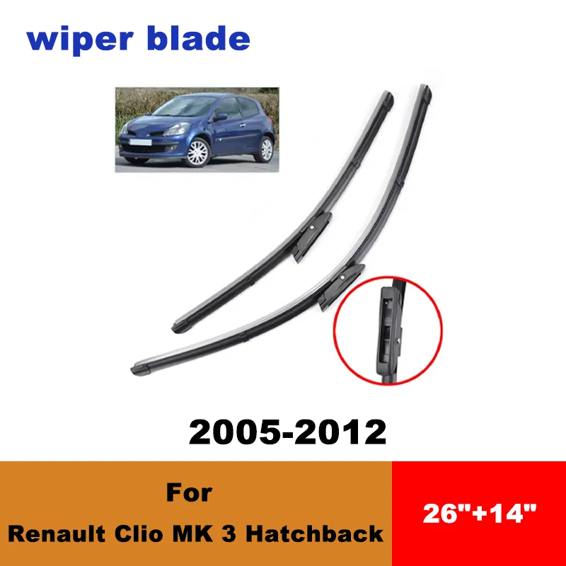 

For Renault Clio MK 3 Hatchback 2005 - 2012 car front wiper blades silent wiper blades soft rubber windshield wipers accessory
