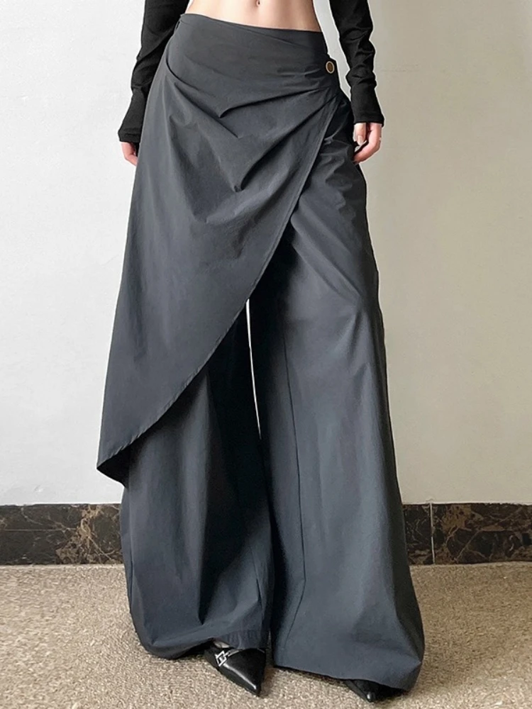 

Spliced Wide Leg Pants Women Streetwear High Waist Trousers Solid Pantalones De Mujer Loose Fit Roupas Femininas Y2k Clothes