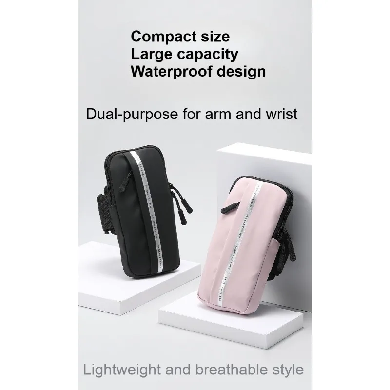 Tas lengan untuk berlari, kantong ponsel, perlengkapan olahraga kebugaran luar ruangan, kantong penyimpanan pergelangan tangan dan lengan
