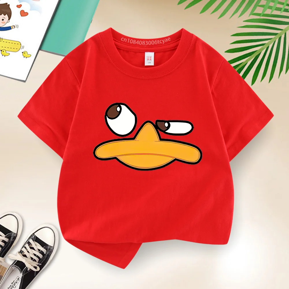 Disney Boys Girls Cute little Yellow Duck Short sleeve baby baby creative cartoon casual T-shirt funny street Harajuku top