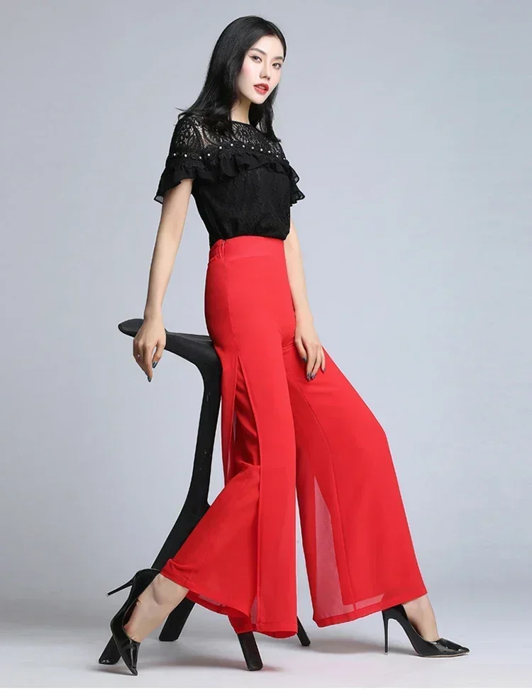 ارتفاع الخصر الرقص بانت النساء السراويل الطويلة الحريم مشروط الرقص السراويل واسعة الرقص الشرقي بنطلون القبلية اللياقة البدنية سراويلي حريمي أحمر أبيض