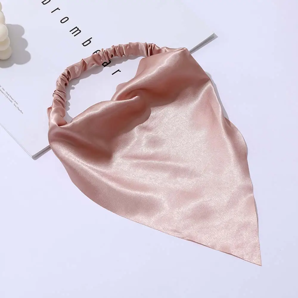 Glossy Elastic Silky Satin Women Hair Accessories Triangle Hair Scarf Turban Headwrap Bandana