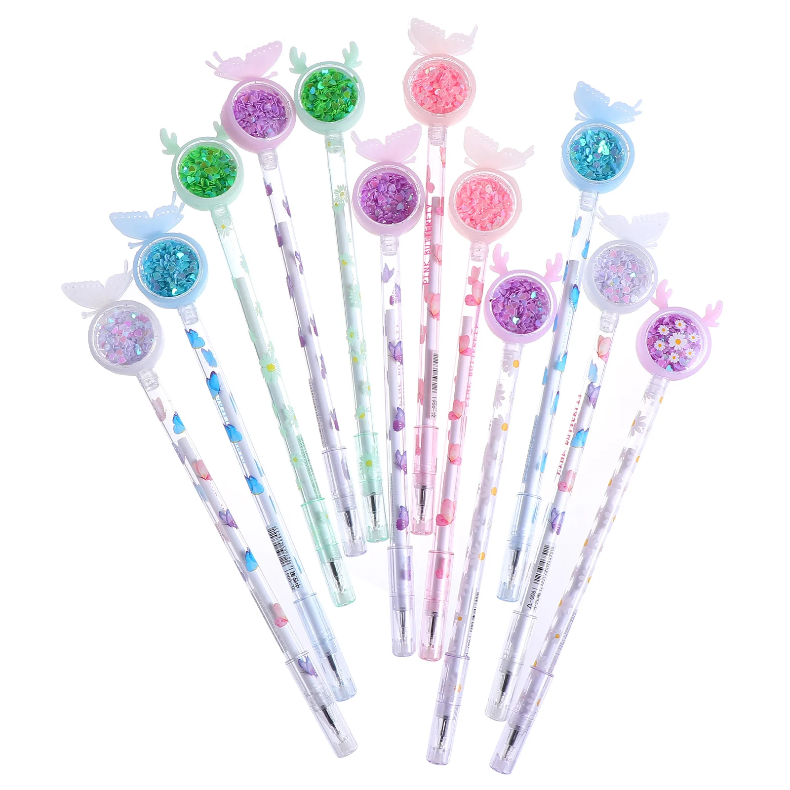 12 قطعة من أقلام حبر جاف لامعة بتصميم شخصية جميلة، مجموعة أدوات مكتبية مريحة للفتيات والأولاد والمكتب والمدرسة تستخدم الحبر البلاستيكي