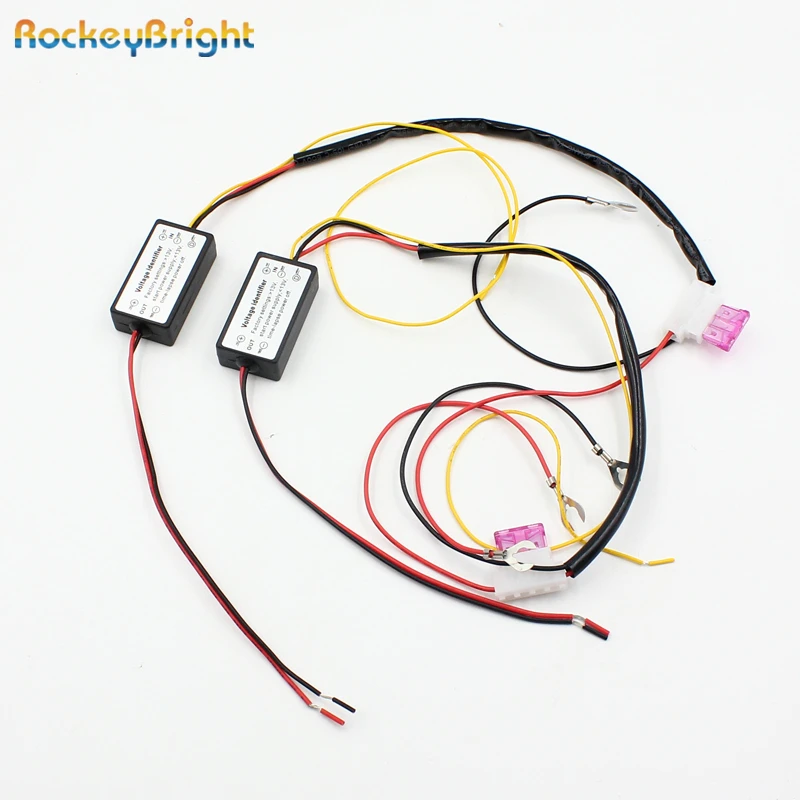 Rockeybright 2* DRL Controller Auto Car LED Daytime Running Light Relay Harness Dimmer On/Off Switch 12-18V Fog Light Controller