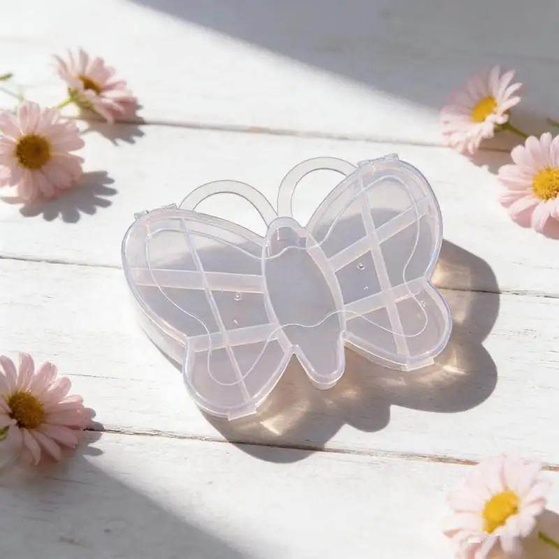 IIOO1pc Butterfly Plastic Bead Storage Containers 13 Compartments Clear Ear Stud Storage Box Rubber Band Box