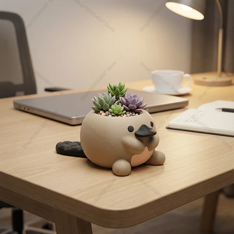 Adorable Platypus Shaped Planter 3D Printed Succulent Pot Kawaii Desk Decor Aesthetic Room Decor Gift for Plant Parents