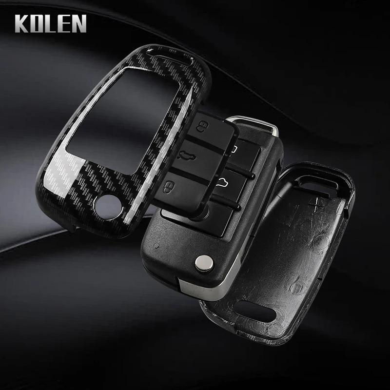 ABS ألياف الكربون حافظة مفاتيح السيارة لأودي A1 A3 A4 8P 8L 8V A5 B6 B7 A6 A7 C5 C6 Q3 Q5 Q7 4F S3 S4 S6 RS3 TT المحمية قذيفة