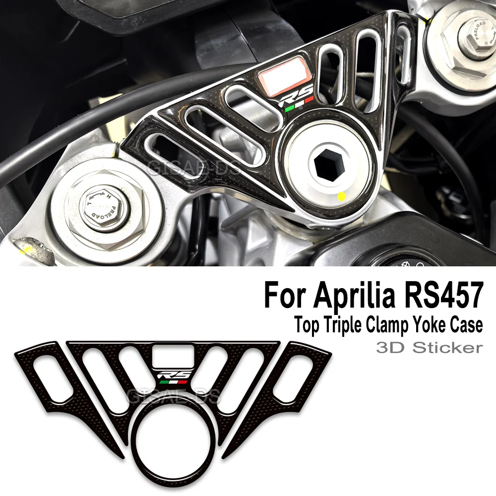 

3D Resin Motorcycle Tank Pad Stickers Top Triple Clamp Yoke Case Protector Decal Sticker For Aprilia RS457 RS 457 2024 2025