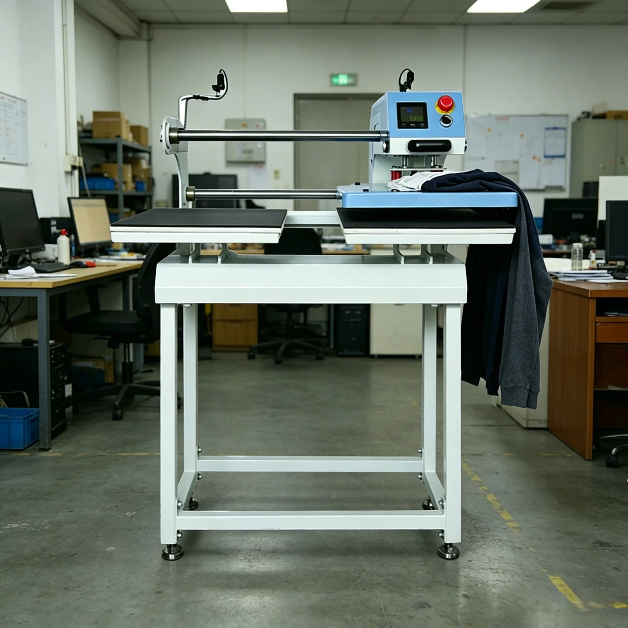 Pneumatic Dual Station Heat Press With Laser Positioning, Safe High Efficiency Easy Use For T-shirt Sublimation
