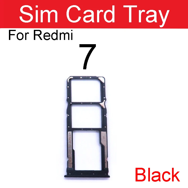 Memory SIM Card Tray Holder For Xiaomi Redmi Red Rice 7 7A Sim Card Reader For Redmi Note 7 Slot Socket Repair Replacement Parts