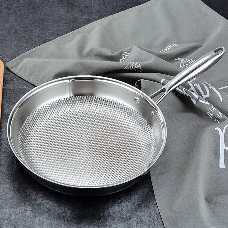 28/30cm Frying Pans Stainless Steel Non-Stick Skillet Honeycomb Pan PFAS-Free,For Induction, Ceramic, Electric, Gas Cooktops