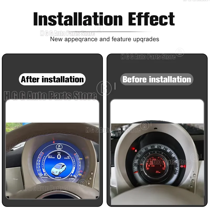 LCD لوحة القيادة العنقودية الرقمية لشركة فيات 500 2007-2024 سلسلة سيارة نظام تحديد المواقع نافي راديو أندرويد 14 مشغل وسائط متعددة فيديو CarPlay ستيريو #2