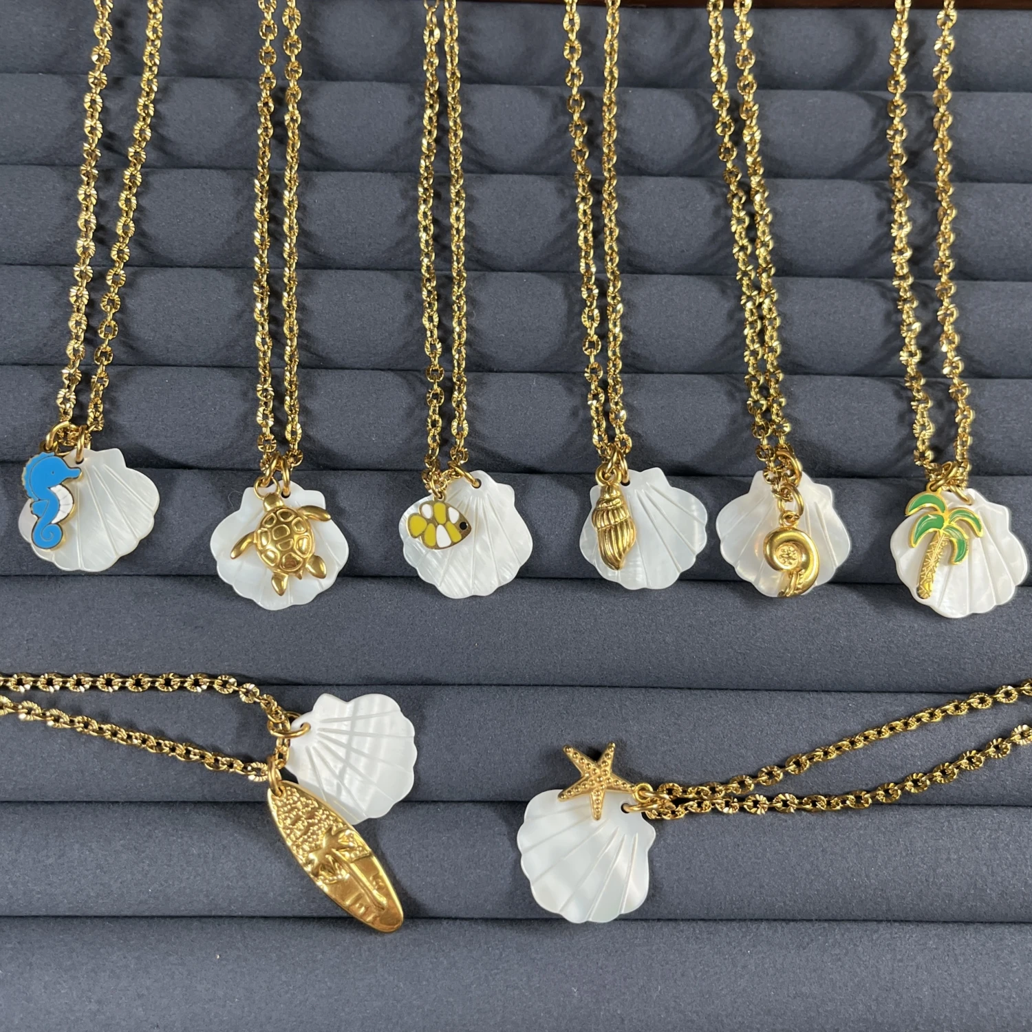 

Summer Ocean Style Shell Starfish Conch Pendant Necklace Trendy for Women 18K Gold Color Plated Waterproof Charm Jewelry Gift