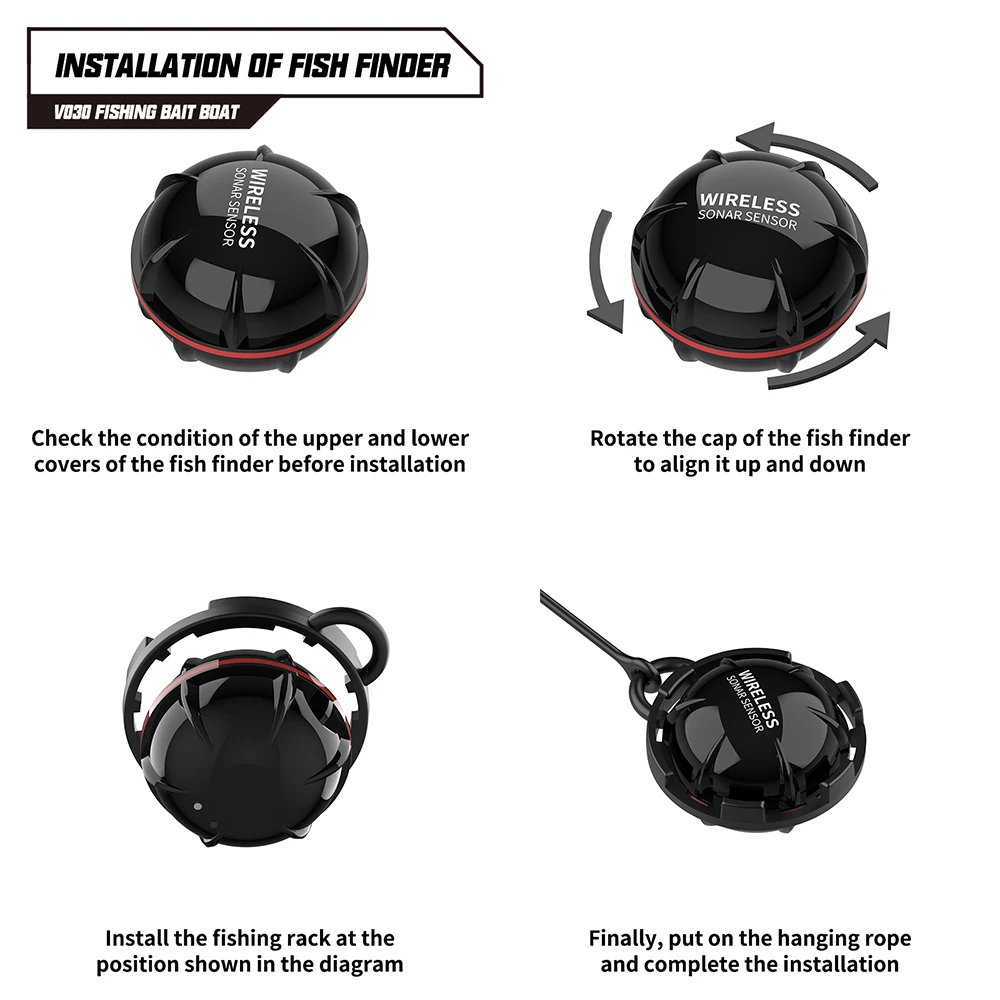 LOKEEVAN V030 RC Karpfen Angeln Köder Boot GPS, Große Größe 9 Angeln Boden 12 V High-Speed GPS Fishfinder Trawling Nest Köder Boot – Detail 23