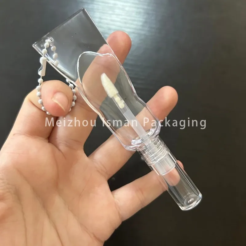 50Pcs 빈 귀여운 모든 명확한 치약 모양 립글로스 컨테이너 메이크업 아이스 큐브 립글로스 포장 튜브 키 체인 구멍 2ml