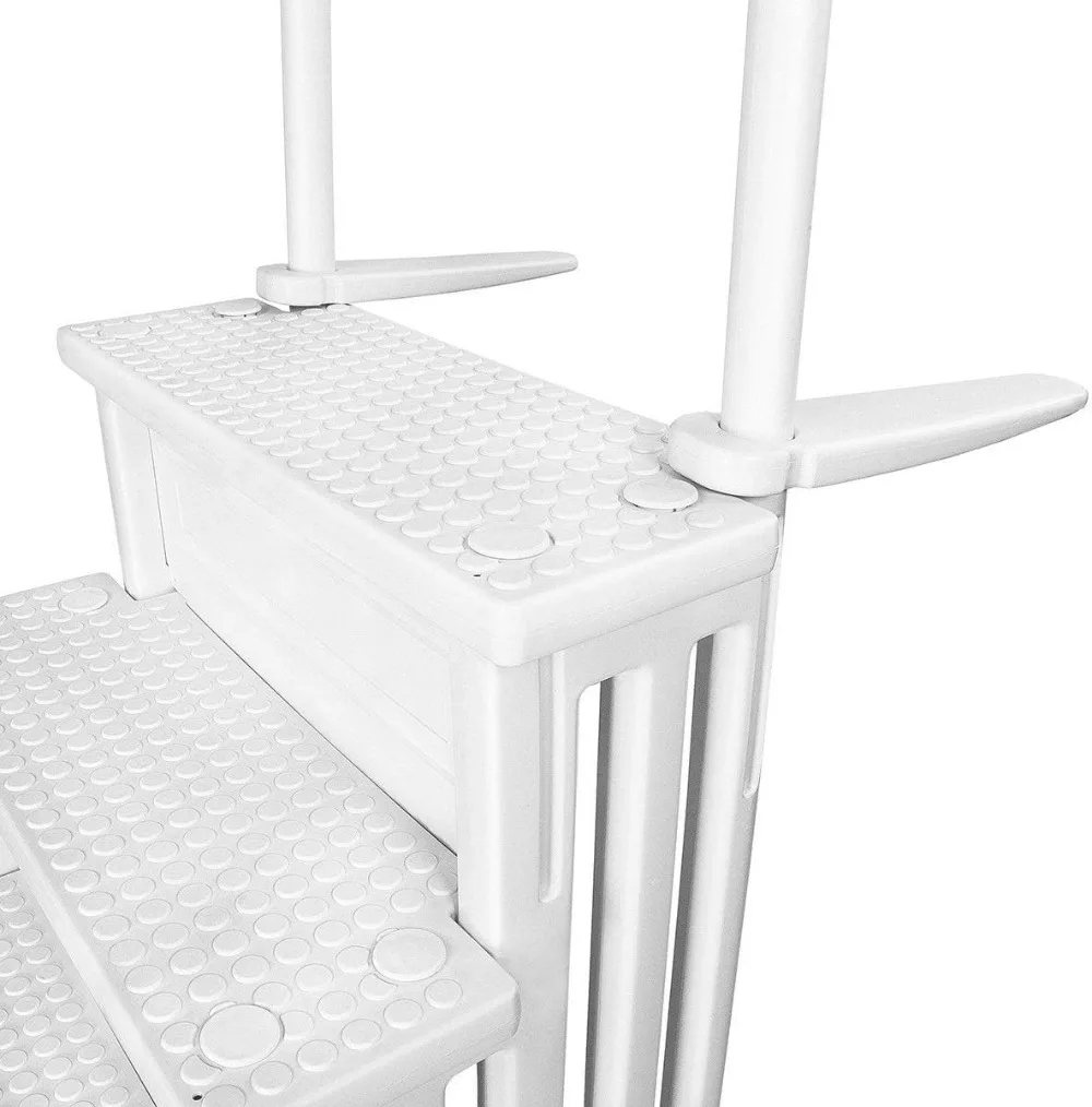 Pool Ladder 48" to 54" Above Ground Pool Step to Deck Step Ladder 4-Step Handle Slip Prevent, White