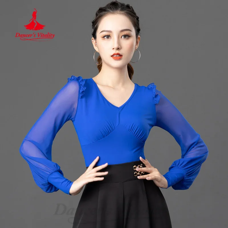 

Latin Dance Training Clothing Women's Customization Comfortable Long Sleeved Practice Clothes Chacha Samba Modern Dancing Top