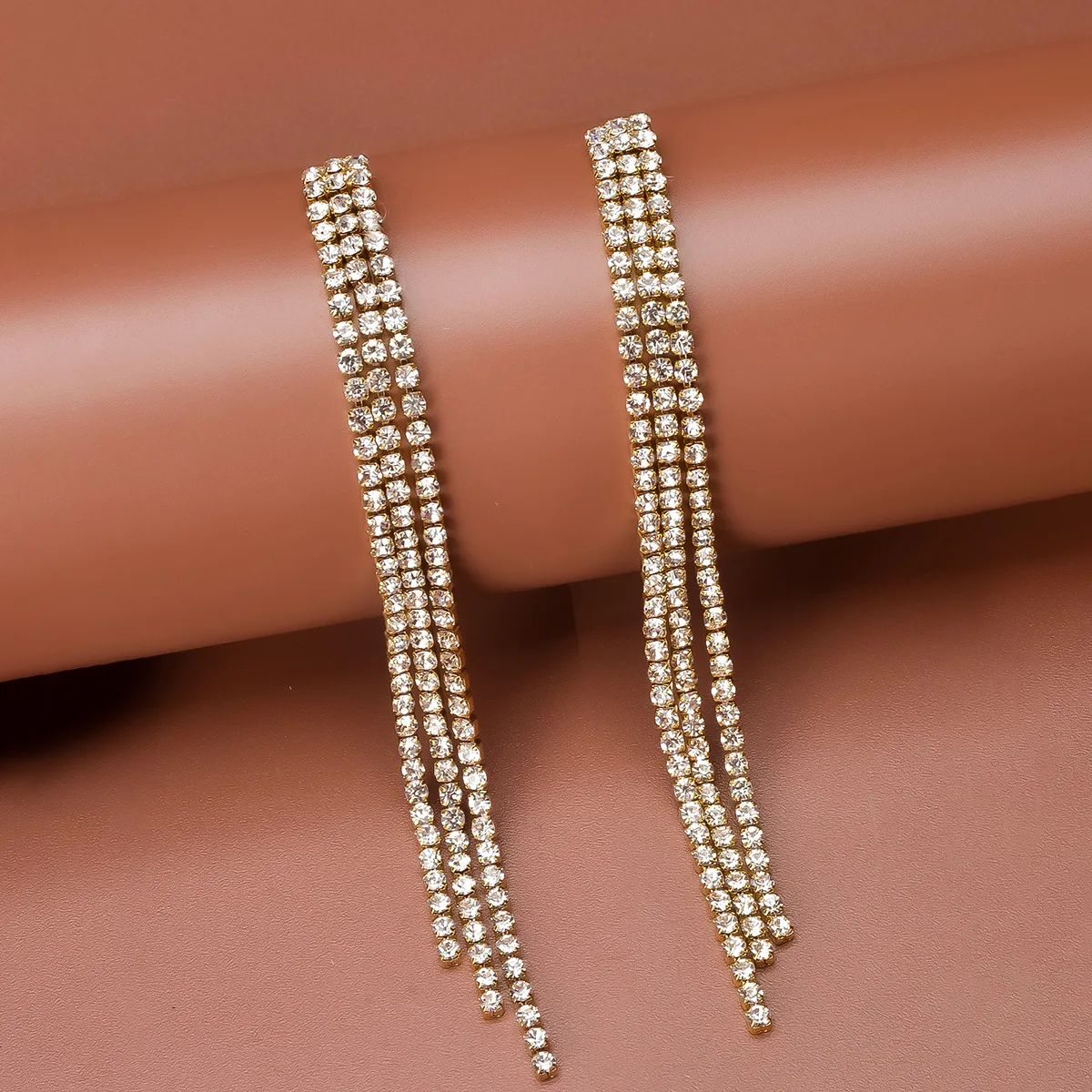 TREAZY Multicolor Rhinestone Tassel Long Earrings for Women Shiny Crystal Hanging Dangle Earrings Wedding Party Bridal Brincos