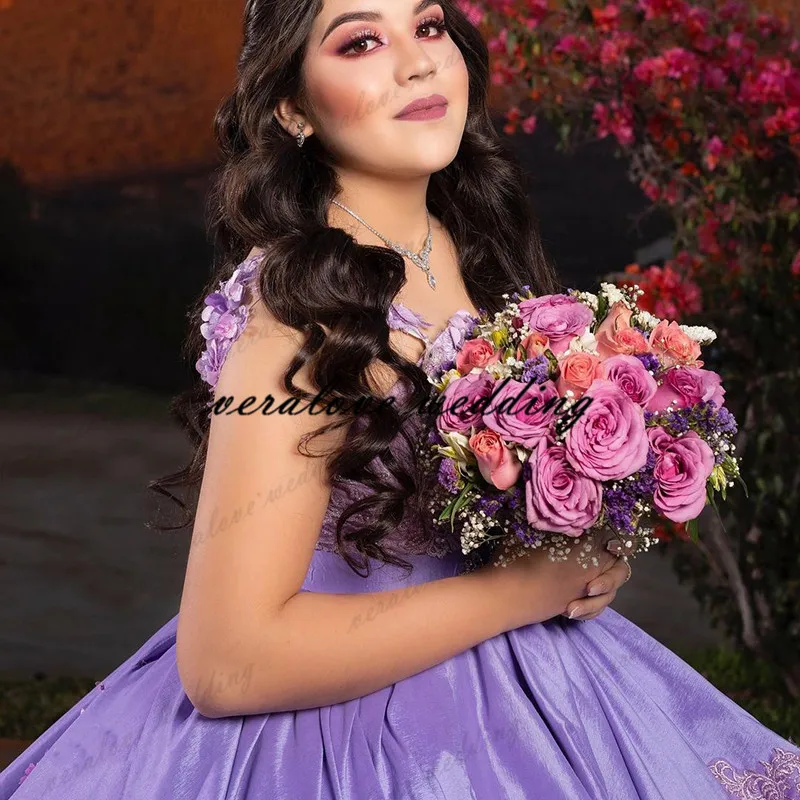 فساتين Quinceanera فساتين عارية الكتف ثلاثية الأبعاد الزهور الحلو 16 فستان حفلة ملابس الأميرة فساتين Xv Años Vestidos De 15 Años