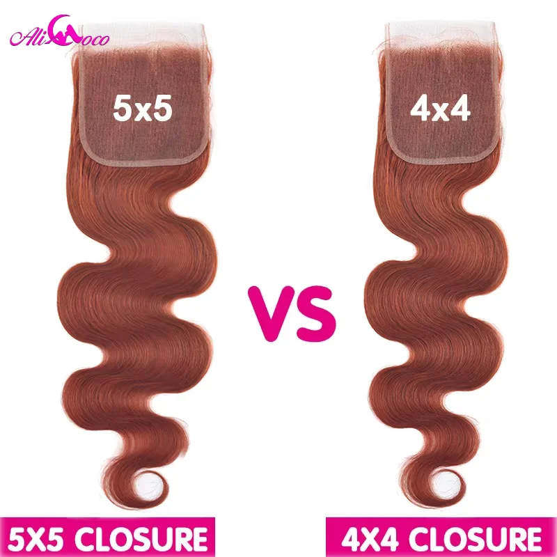 Ali Coco Orange Ginger Bundles With 5x5 Closure Brazilian Body Wave With Closure Remy 5x5 Closure With Human Hair Bundles
