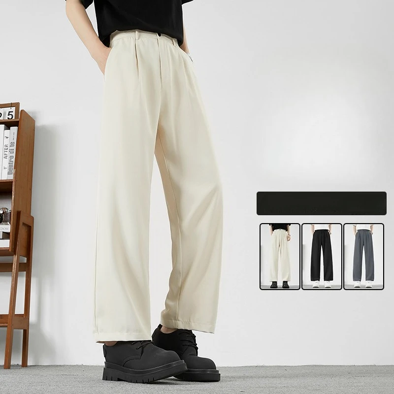 

Brand Luxury Quality Baggy Suit Pants Men Business Casual Elastic Waist Workwear Korean Fashion Work Formal Drape Trousers Male