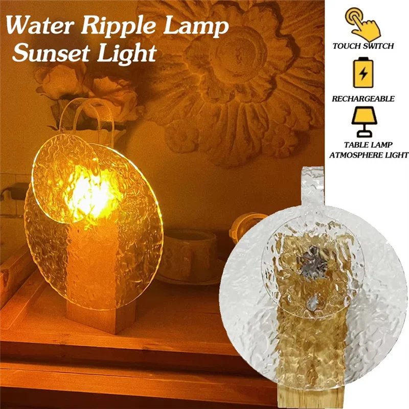 Luz nocturna giratoria alimentada por ABKO-USB con ondas de agua, puesta de sol, luz de proyección dinámica con atenuación de 3 colores para ambiente navideño