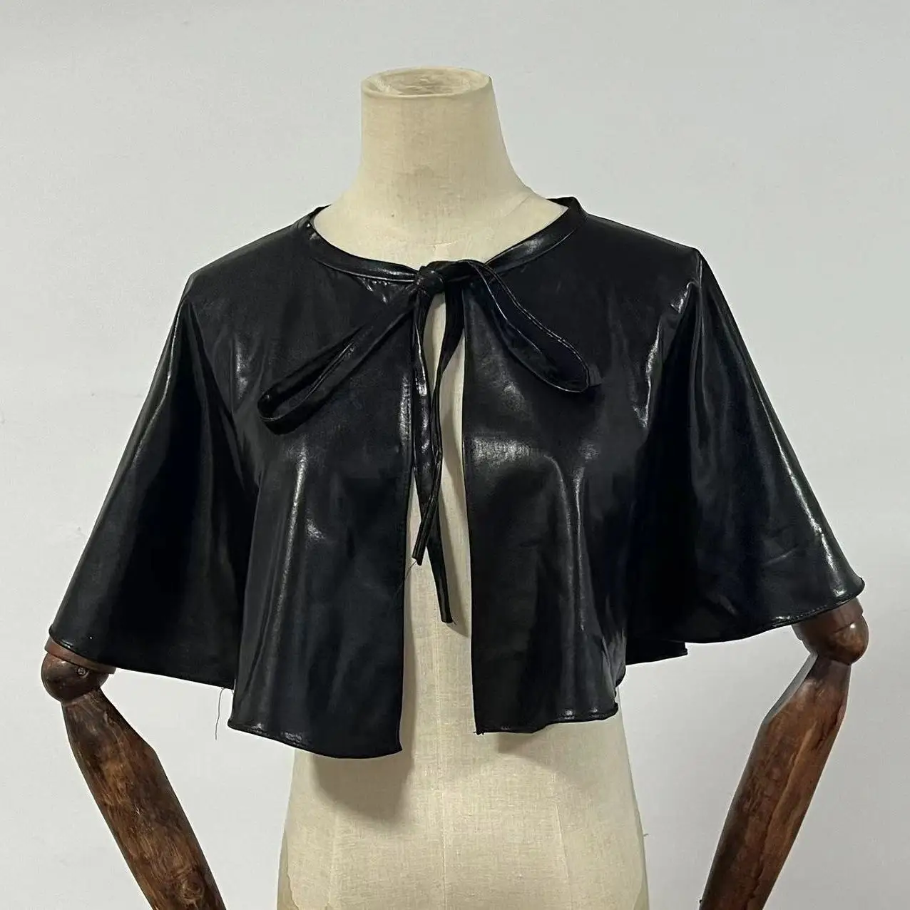 عباءة طبيب للعب الأدوار في الهالوين بدون قبعة، شال صغير بمعالجة سطحية لامعة، نمط عملي، ملابس خارجية قصيرة للنساء #4