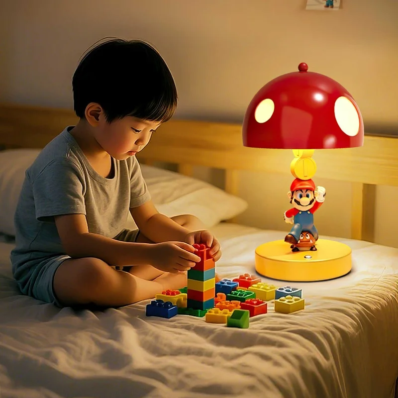 

Luigi Desk Lamp Night Light Mushroom Shaped Warm Eye Protection Decorative Ornament For Bedroom Bedside Birthday Gift